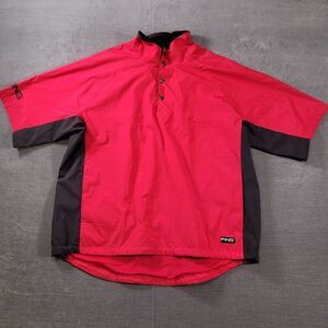 Ping Collection Snap Mock Neck Wind Breaker‎ Mens Short Sleeve Red Size XL